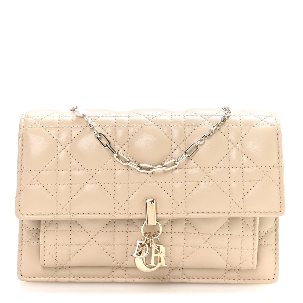 Lambskin Cannage Chain My Dior Daily Chain Pouch Powder Beige wholesalehk.shop