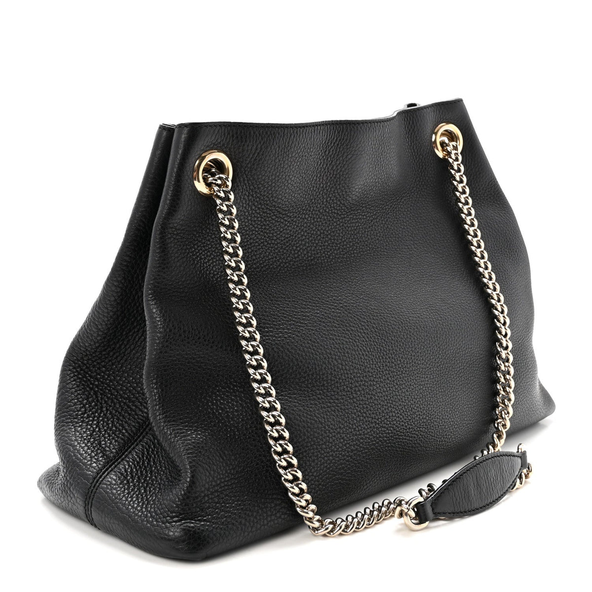 Pebbled Calfskin Medium Soho Chain Shoulder Bag Black wholesalehk.shop