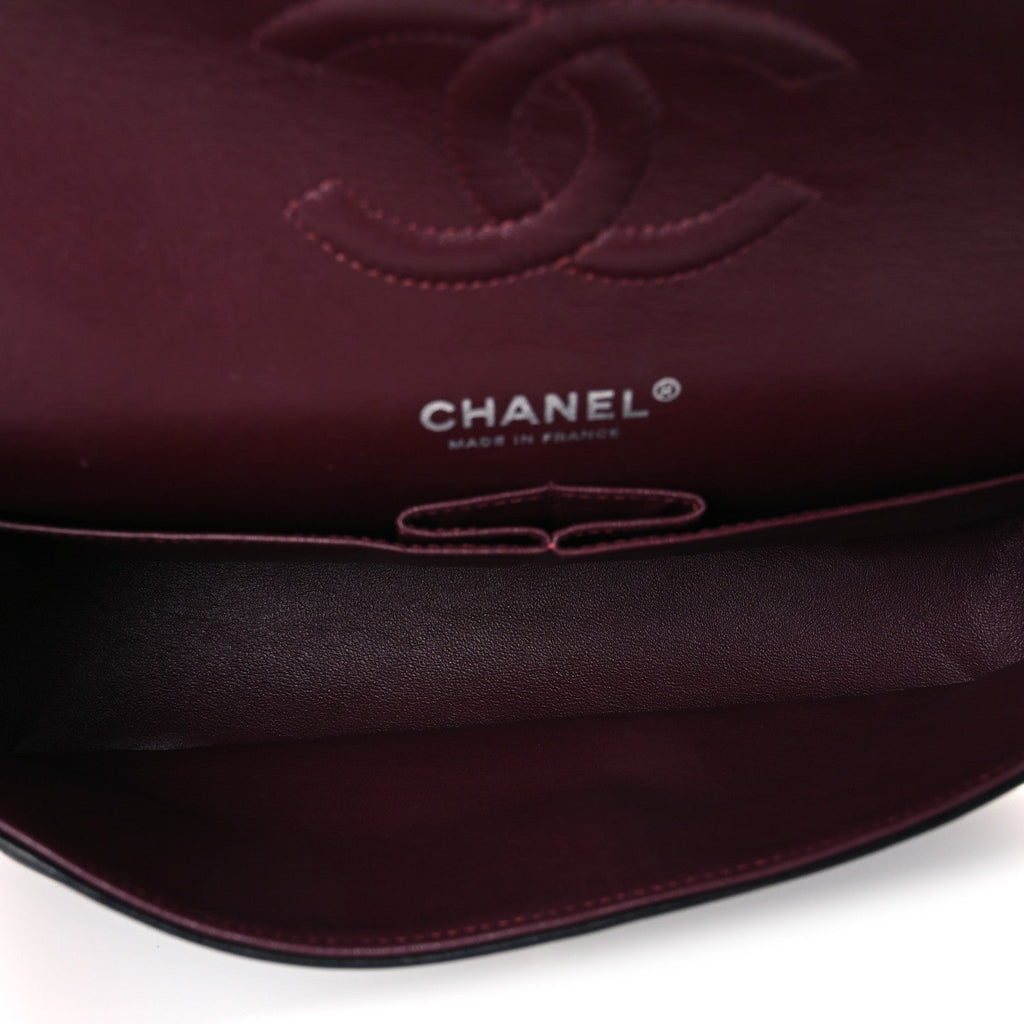 Lambskin Quilted Medium Double Flap Black Black wholesalehk.shop