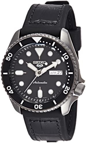 Seiko 5 Sports SKX Automatic Black Dial Black Leather Strap Watch for Men - SRPD55K2 wholesalehk.shop