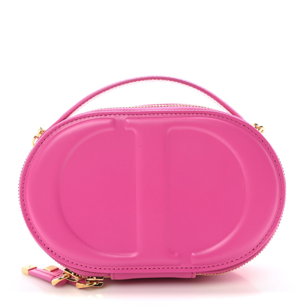 Calfskin CD Signature Oval Crossbody Camera Bag Rani Pink wholesalehk.shop