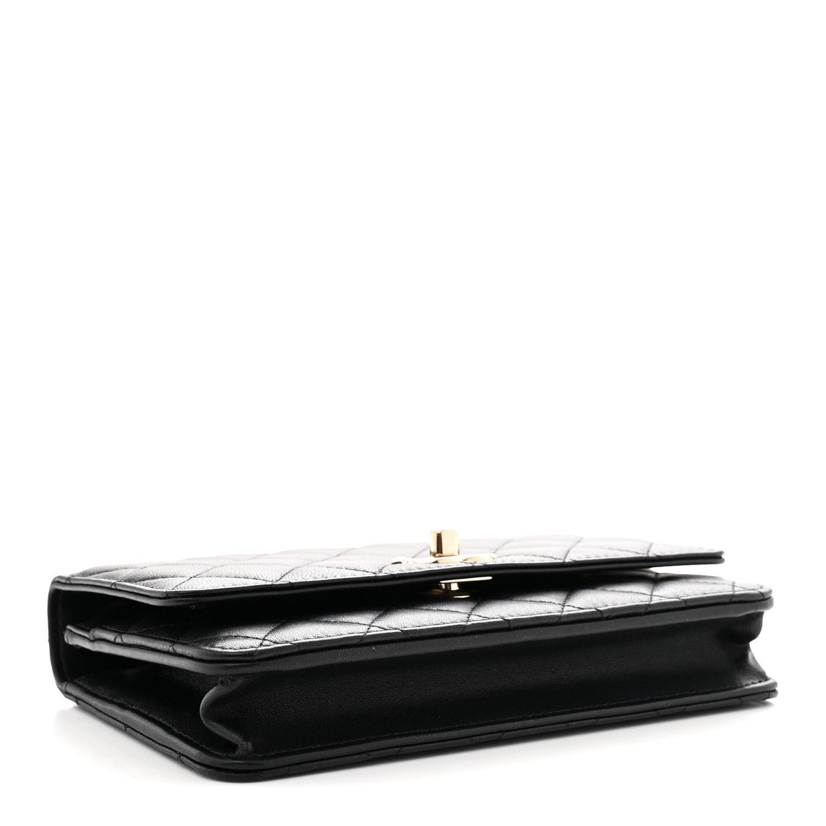 Lambskin Quilted Trendy CC Wallet On Chain WOC Black wholesalehk.shop