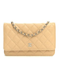 Caviar Quilted Wallet on Chain WOC Beige wholesalehk.shop