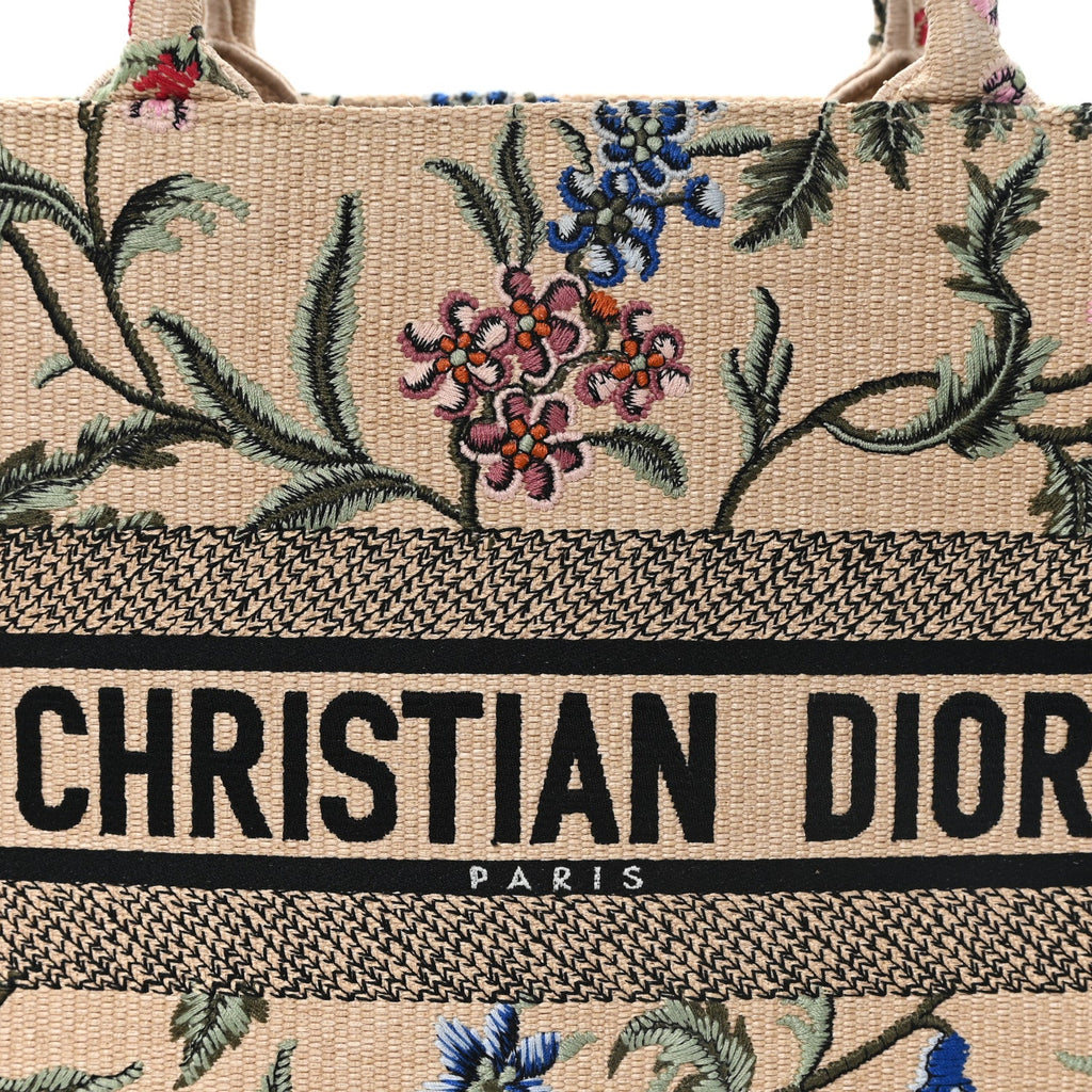 Raffia Embroidered Petites Fleurs Medium Book Tote Natural £¨ Direct shipment via from wholesalehk.shop