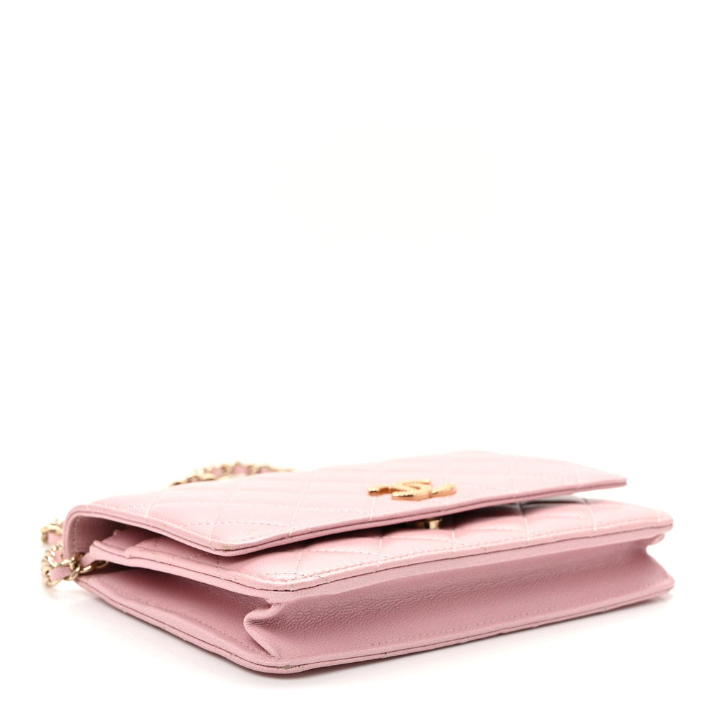 Caviar Quilted Studded CC Wallet on Chain WOC Light Pink wholesalehk.shop