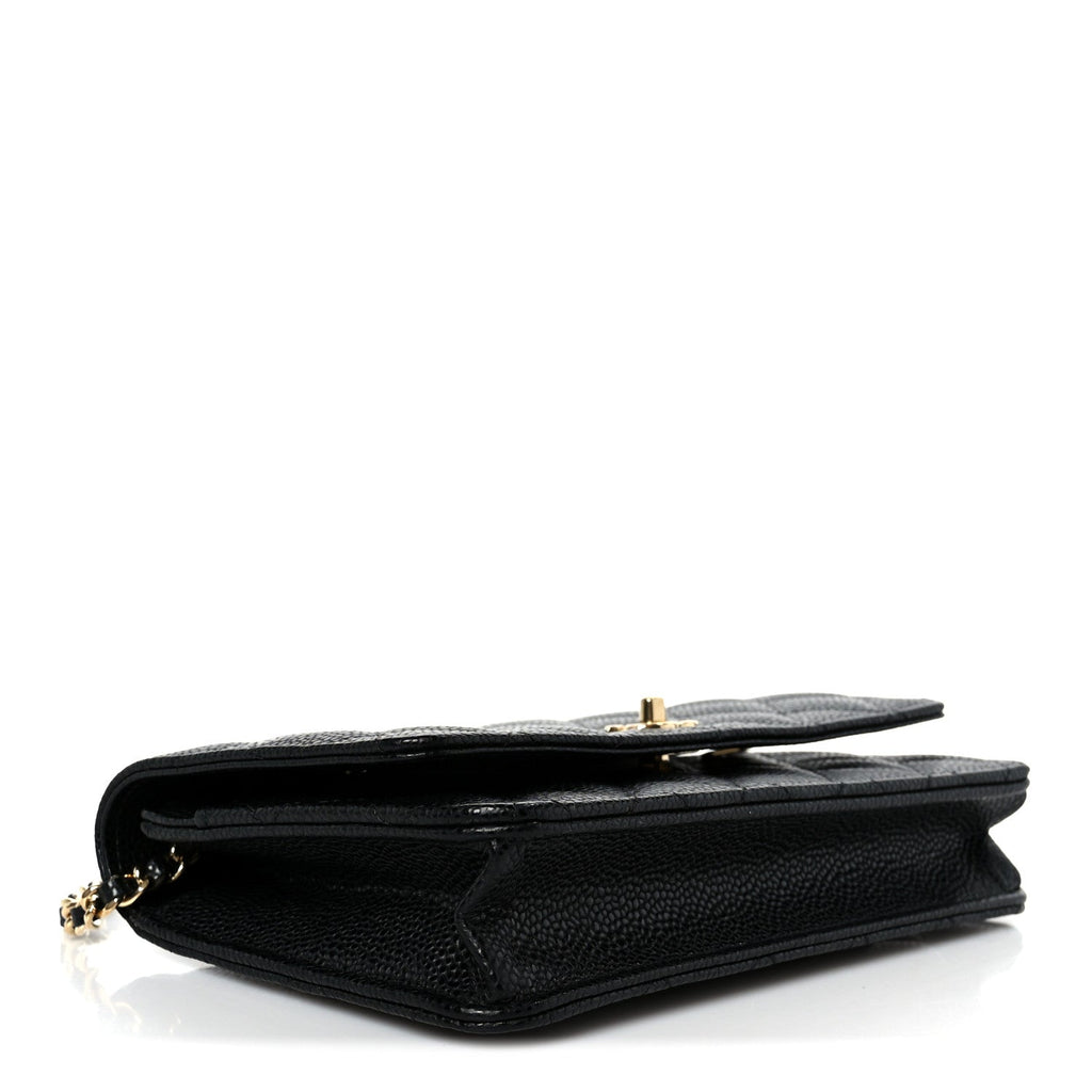 Caviar Quilted CC Turnlock Wallet On Chain WOC Black wholesalehk.shop