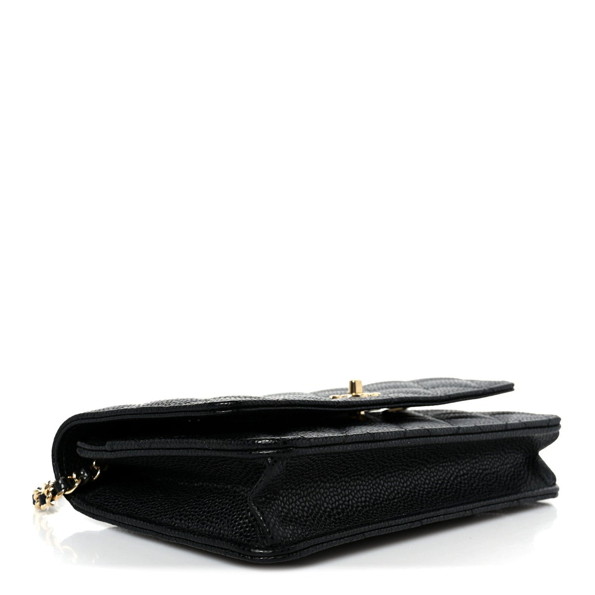 Caviar Quilted CC Turnlock Wallet On Chain WOC Black wholesalehk.shop