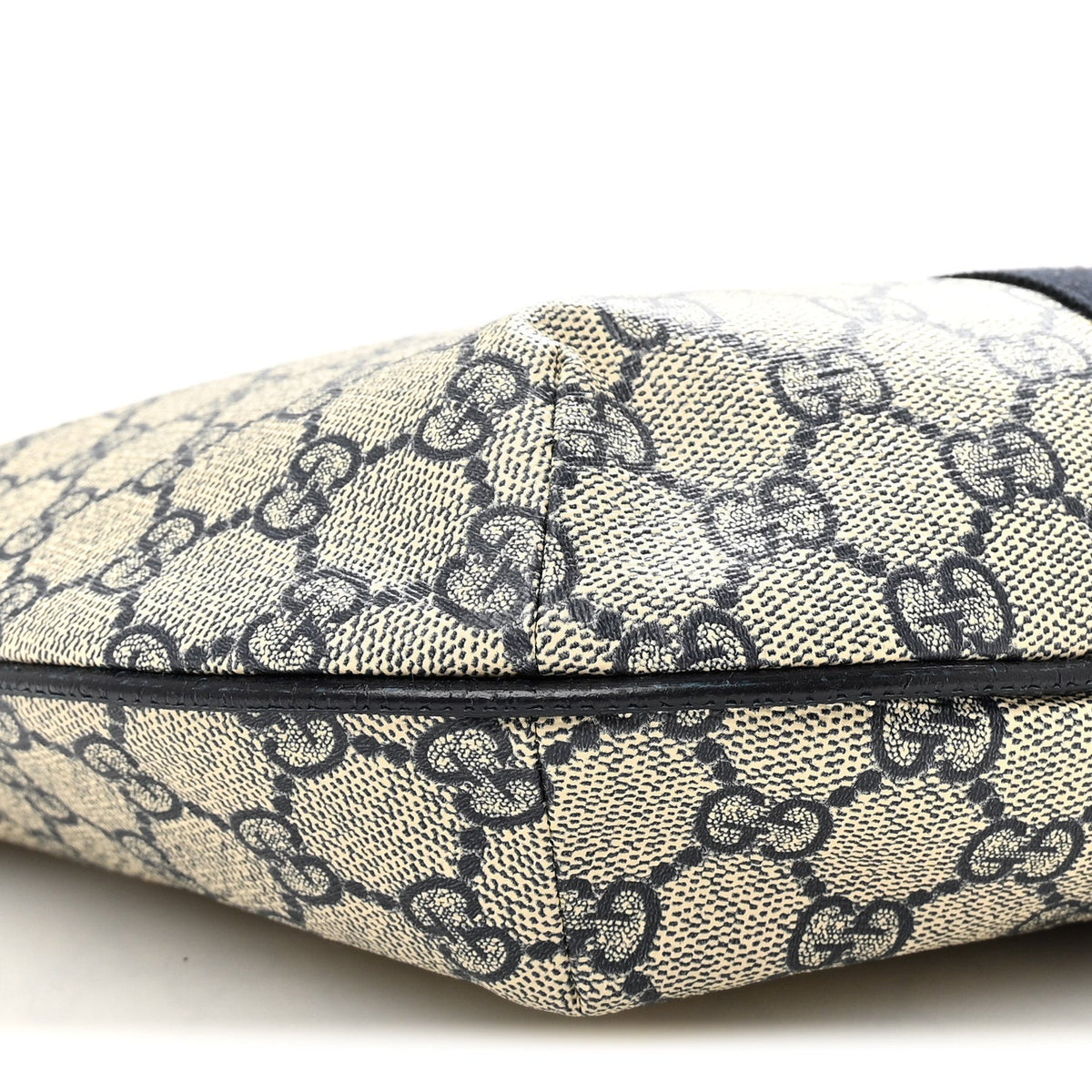 GG Supreme Monogram Textured Dollar Calfskin Web Small Ophidia Half Moon Hobo Beige Blue wholesalehk.shop