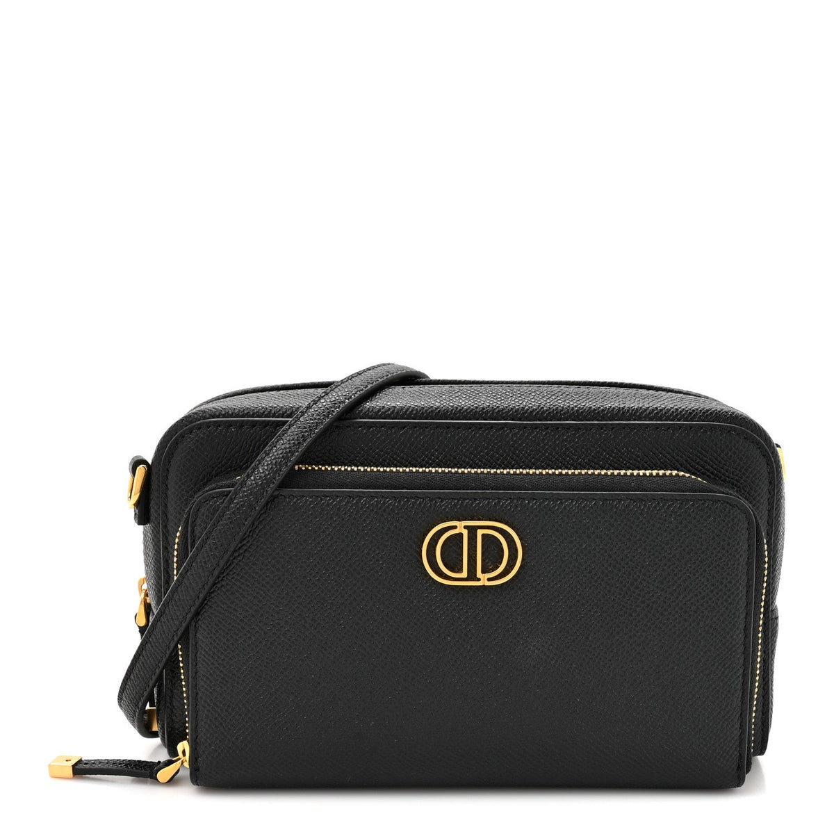 Grained Calfskin Caro Double Pouch Black wholesalehk.shop