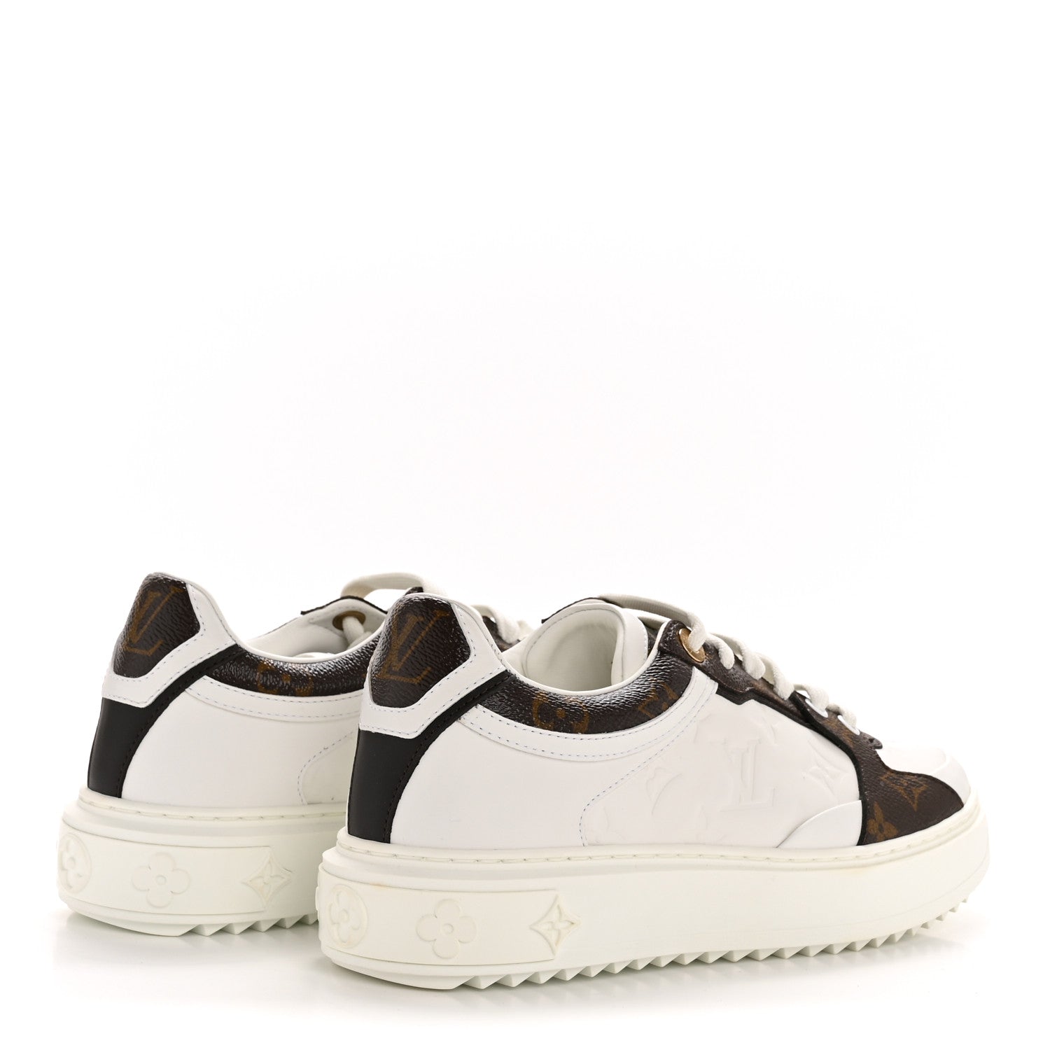 Calfskin Embossed Monogram Time Out Sneakers 39 White £¨ Direct shipment via from wholesalehk.shop