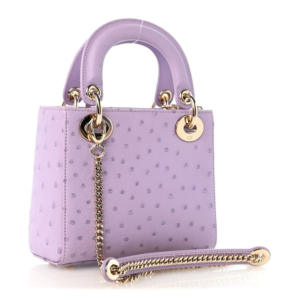 Ostrich Mini Lady Dior Purple wholesalehk.shop