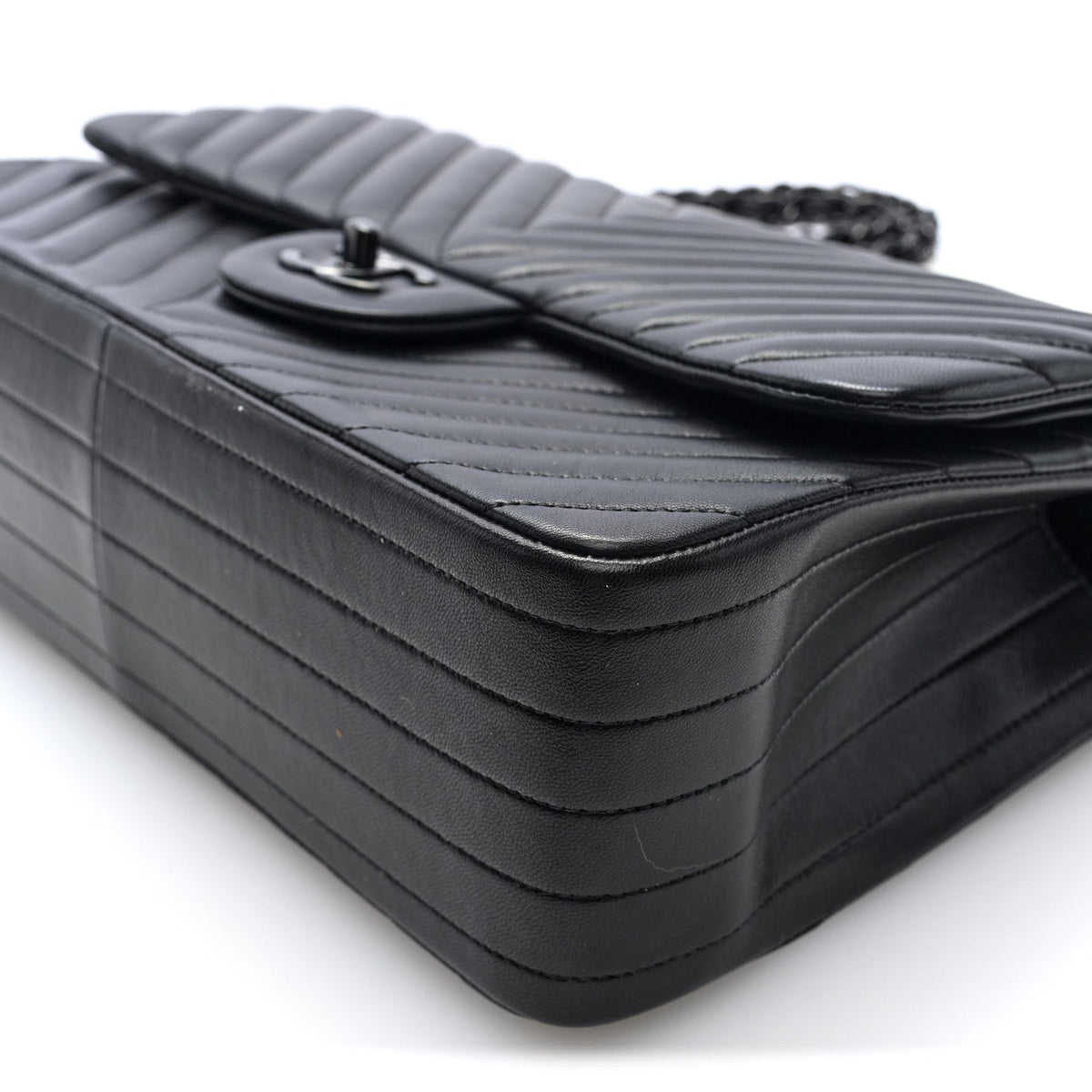 Lambskin Chevron Quilted Jumbo Double Flap  So Black wholesalehk.shop