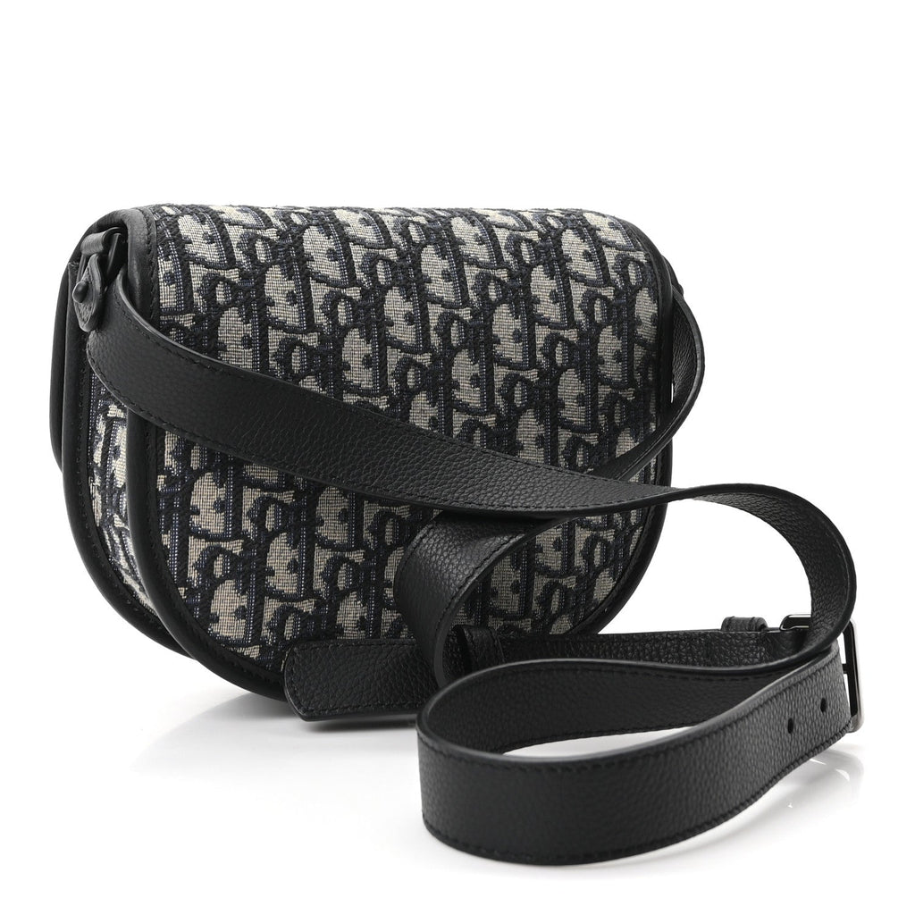 Oblique Grained Calfskin Mini Gallop Bag With Strap Black Beige wholesalehk.shop
