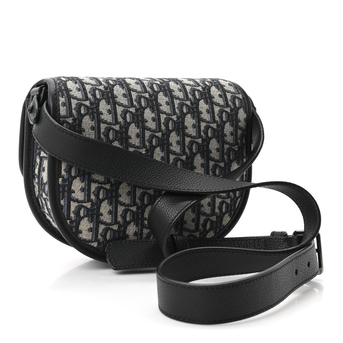 Oblique Grained Calfskin Mini Gallop Bag With Strap Black Beige wholesalehk.shop
