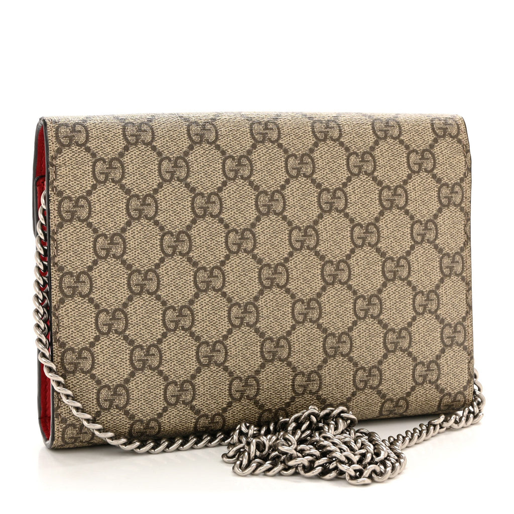 GG Supreme Monogram Mini Dionysus Chain Wallet Beige Vulcanic Red wholesalehk.shop