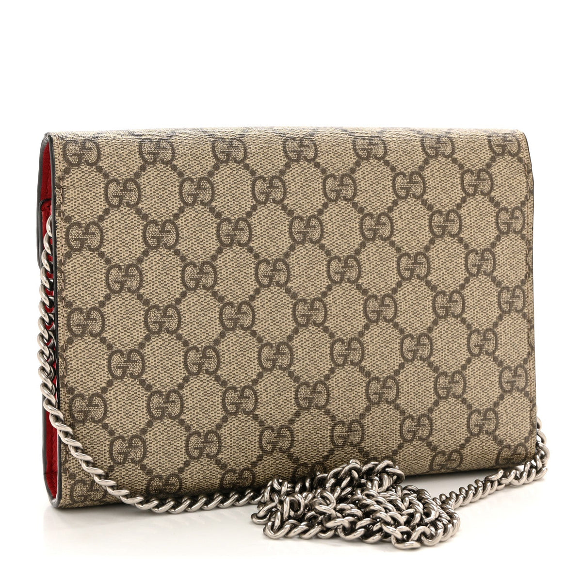 GG Supreme Monogram Mini Dionysus Chain Wallet Beige Vulcanic Red wholesalehk.shop