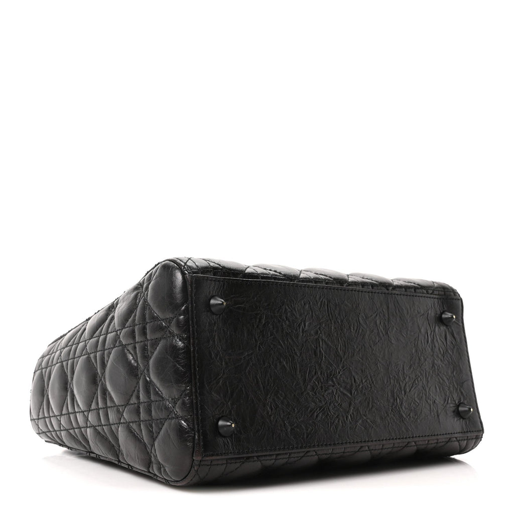 Crinkled Calfskin Cannage Medium Lady Dior Black wholesalehk.shop