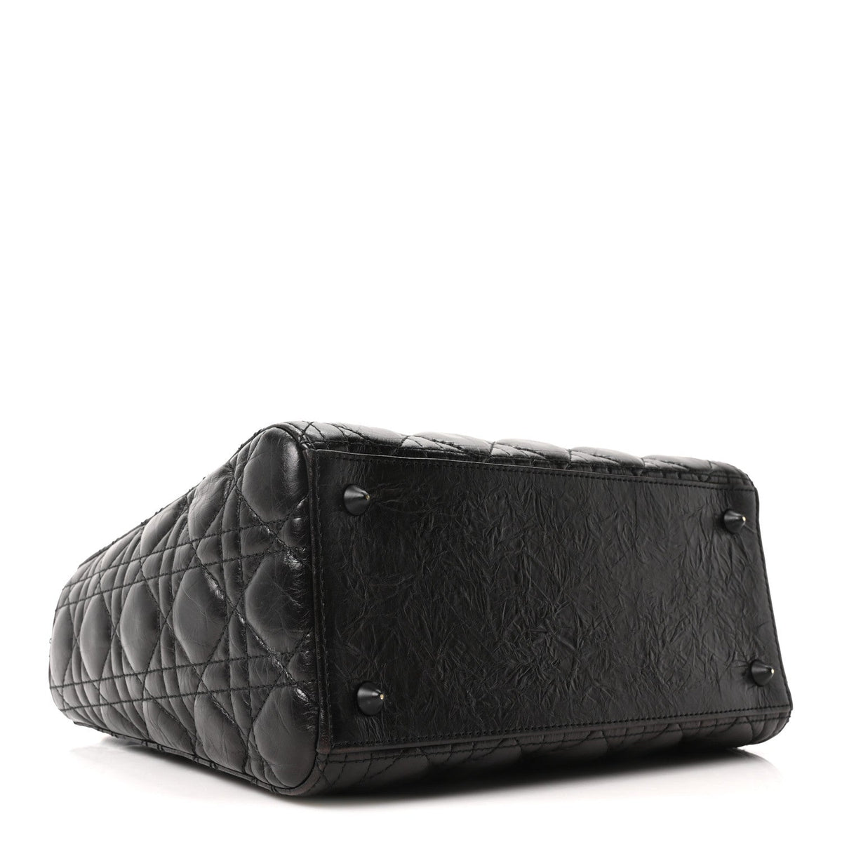 Crinkled Calfskin Cannage Medium Lady Dior Black wholesalehk.shop