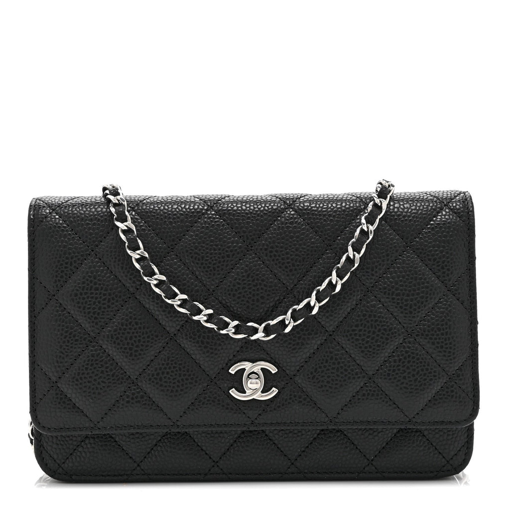 Caviar Quilted CC Turnlock Wallet On Chain WOC Black wholesalehk.shop