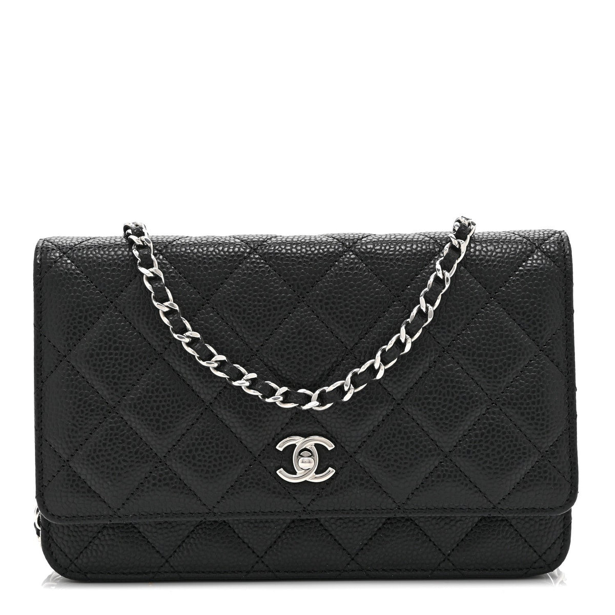 Caviar Quilted CC Turnlock Wallet On Chain WOC Black wholesalehk.shop