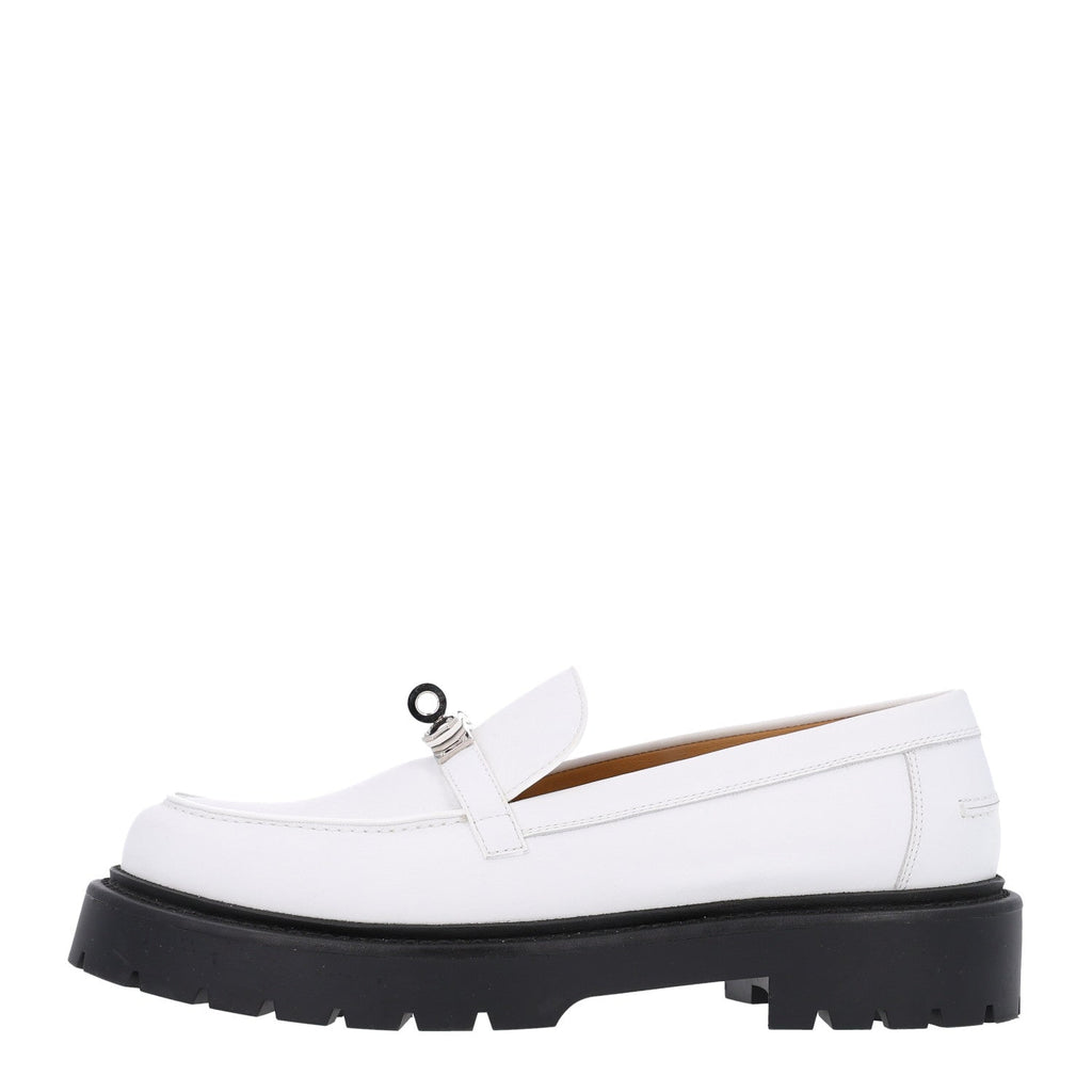 Calfskin Womens Icone Loafers 38.5 White wholesalehk.shop
