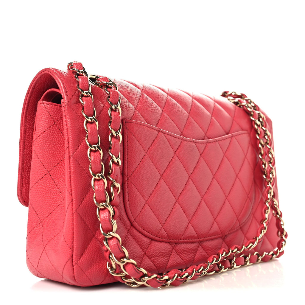 Caviar Quilted Medium Double Flap Red wholesalehk.shop