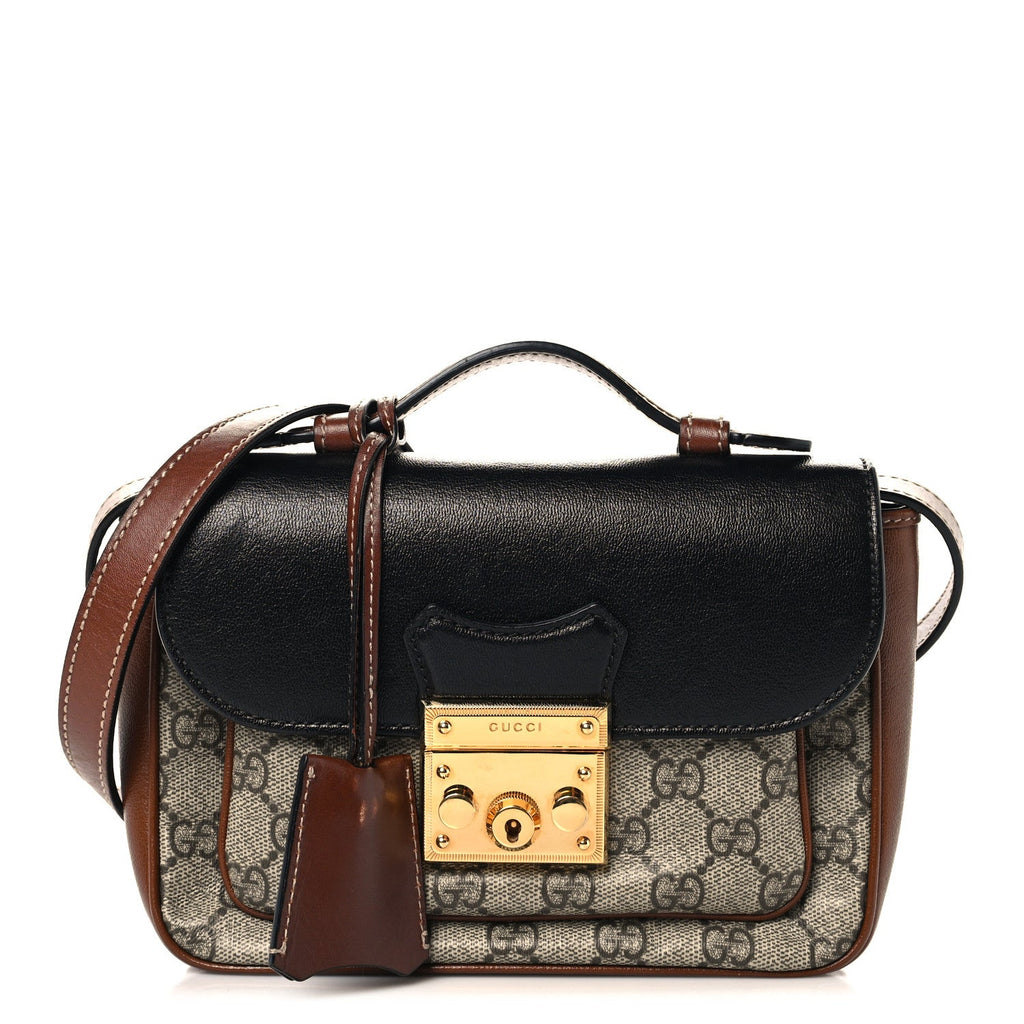 GG Supreme Monogram New Sakai Lux Calfskin Mini Padlock Flap Pocket Shoulder Bag Beige Ebony Black Cuir £¨ Direct shipment via from wholesalehk.shop