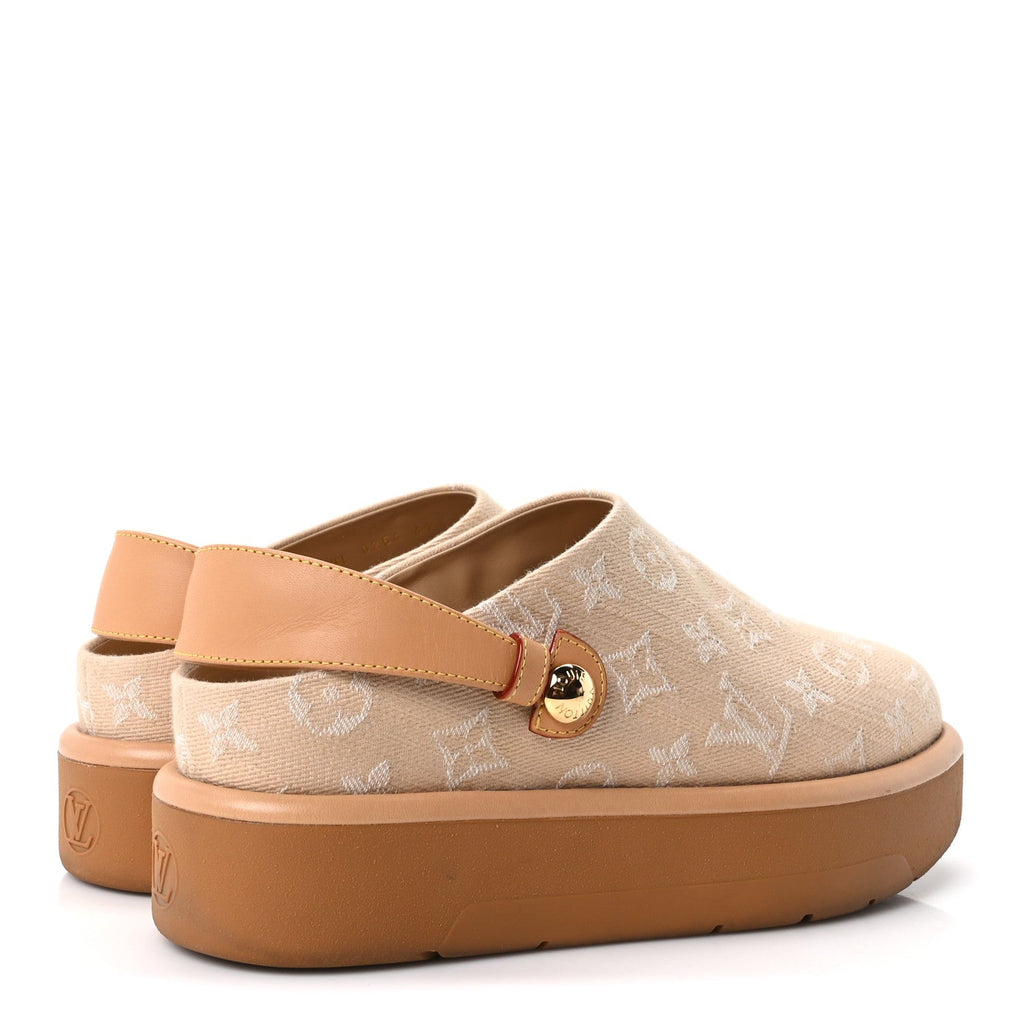 Monogram Denim Aspen Platform Clog Mules 41 Beige £¨ Direct shipment via from wholesalehk.shop
