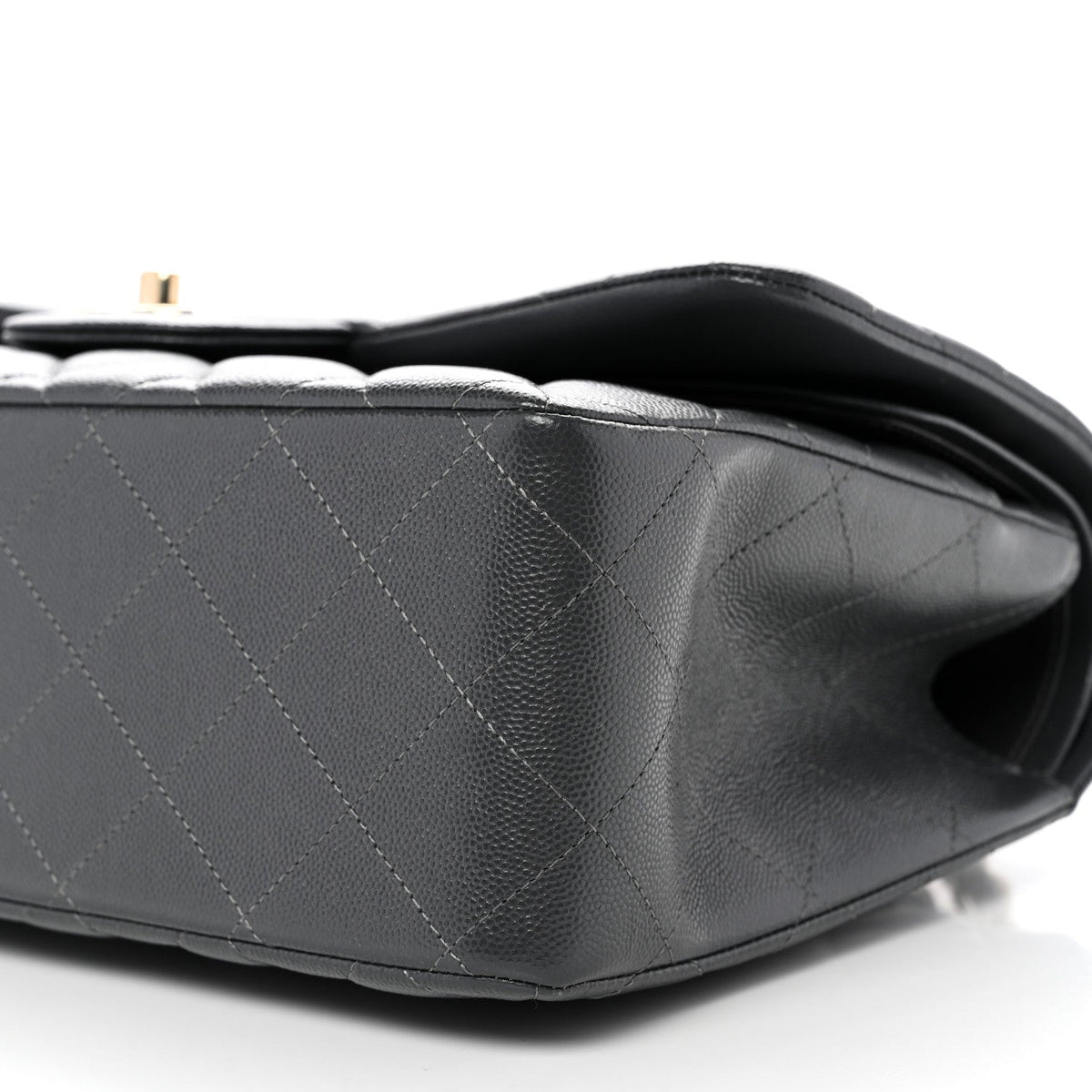 Caviar Quilted Jumbo Double Flap Dark Grey wholesalehk.shop