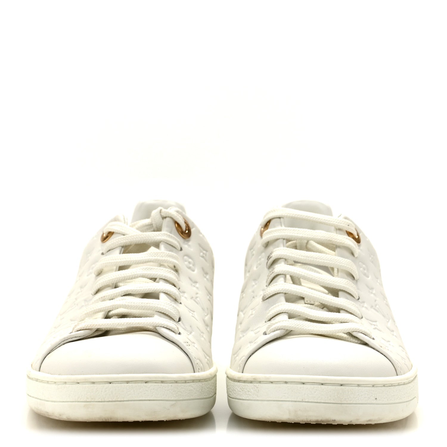 Calfskin Monogram Embossed Front Row Sneakers 36 White £¨ Direct shipment via from wholesalehk.shop