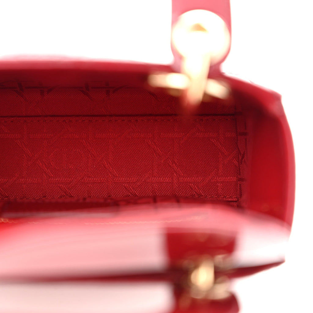 Patent Cannage Mini Lady Dior Red wholesalehk.shop