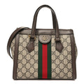 GG Supreme Monogram Small Ophidia Tote Bag Brown wholesalehk.shop