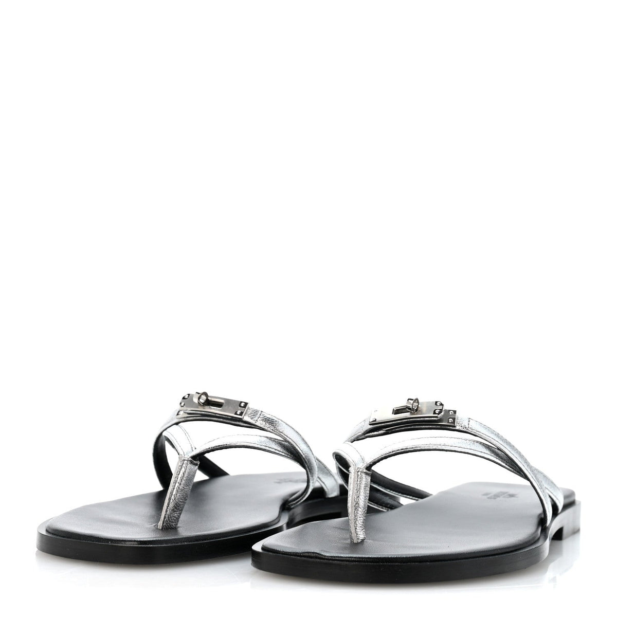 Metallic Goatskin Miss Sandals 36 Gris Argente wholesalehk.shop