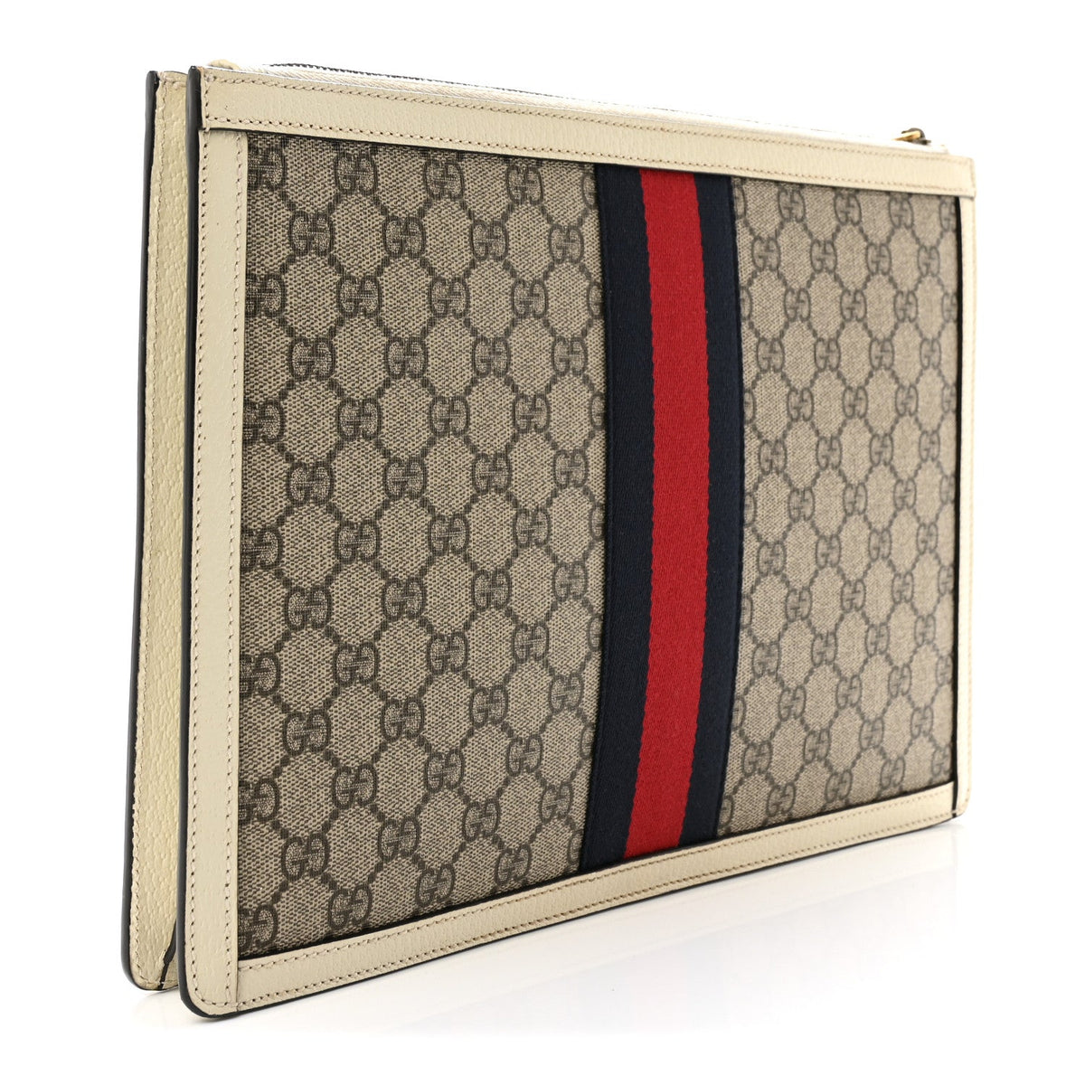 GG Supreme Monogram Web Ophidia Portfolio Pouch Beige Ebony Mystic White wholesalehk.shop