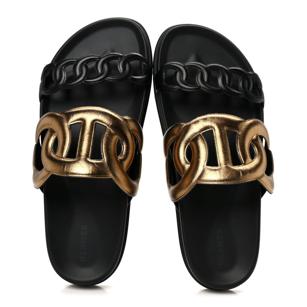 Metallic Nappa Extra Sandals 40 Black Gold wholesalehk.shop
