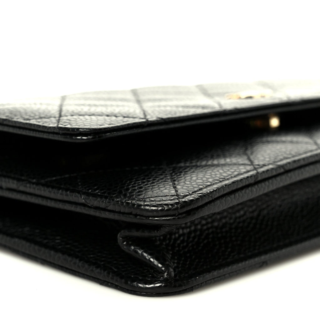 Caviar Quilted Wallet on Chain WOC Black wholesalehk.shop