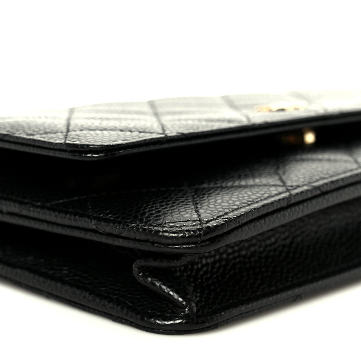 Caviar Quilted Wallet on Chain WOC Black wholesalehk.shop