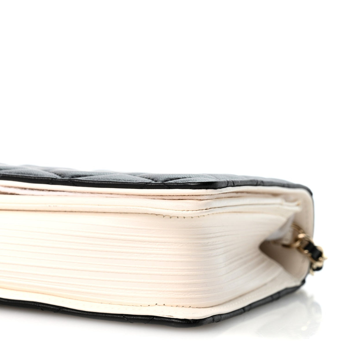 Lambskin Quilted Book Wallet On Chain WOC Black wholesalehk.shop