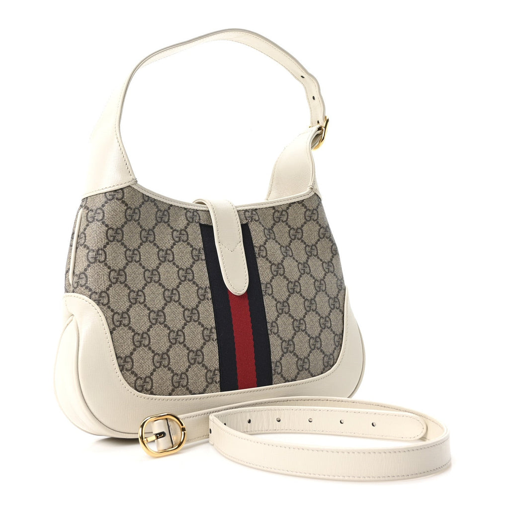 GG Supreme Monogram Azalea Calfskin Web Small Jackie 1961 Hobo Beige Ebony Mystic White £¨ Direct shipment via from wholesalehk.shop