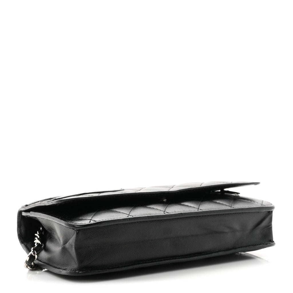 Calfskin Quilted Cambon Wallet on Chain WOC Black wholesalehk.shop