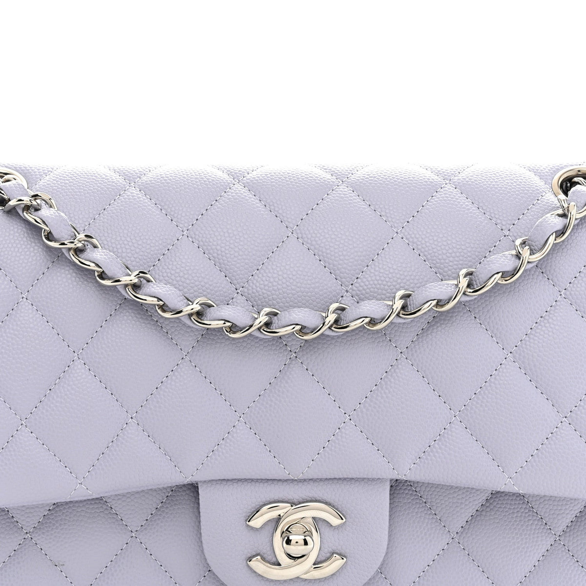 Caviar Quilted Medium Double Flap Light Purple wholesalehk.shop
