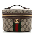 GG Supreme Monogram Textured Calfskin Web Ophidia Vanity Cosmetic Case Beige Ebony New Acero wholesalehk.shop