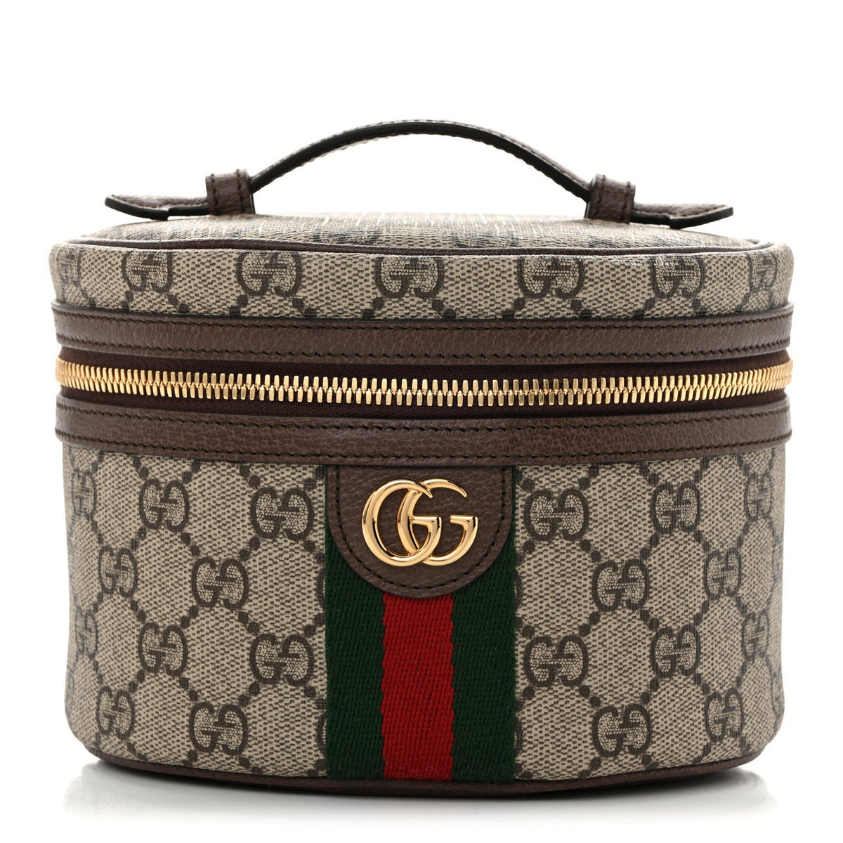 GG Supreme Monogram Textured Calfskin Web Ophidia Vanity Cosmetic Case Beige Ebony New Acero wholesalehk.shop