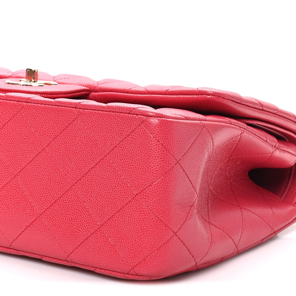 Caviar Quilted Jumbo Double Flap Dark Pink wholesalehk.shop