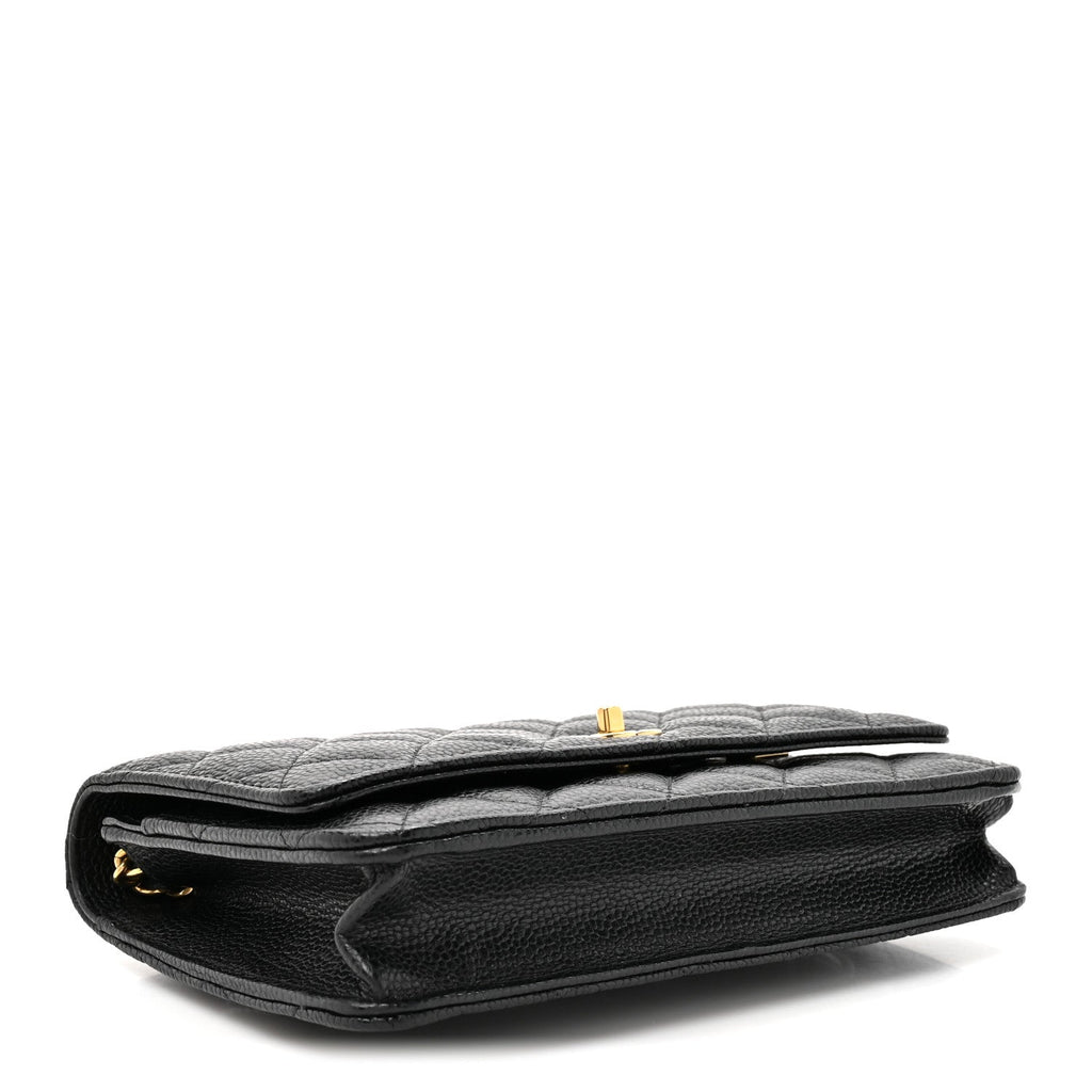 Caviar Quilted CC Turnlock Wallet On Chain WOC Black wholesalehk.shop