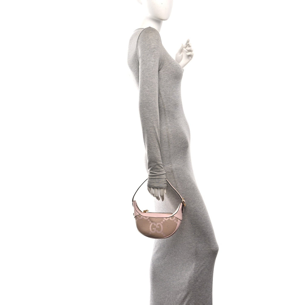 Monogram Jumbo GG Textured Dollar Calfskin Mini Ophidia Half Moon Hobo Beige Perfect Pink wholesalehk.shop