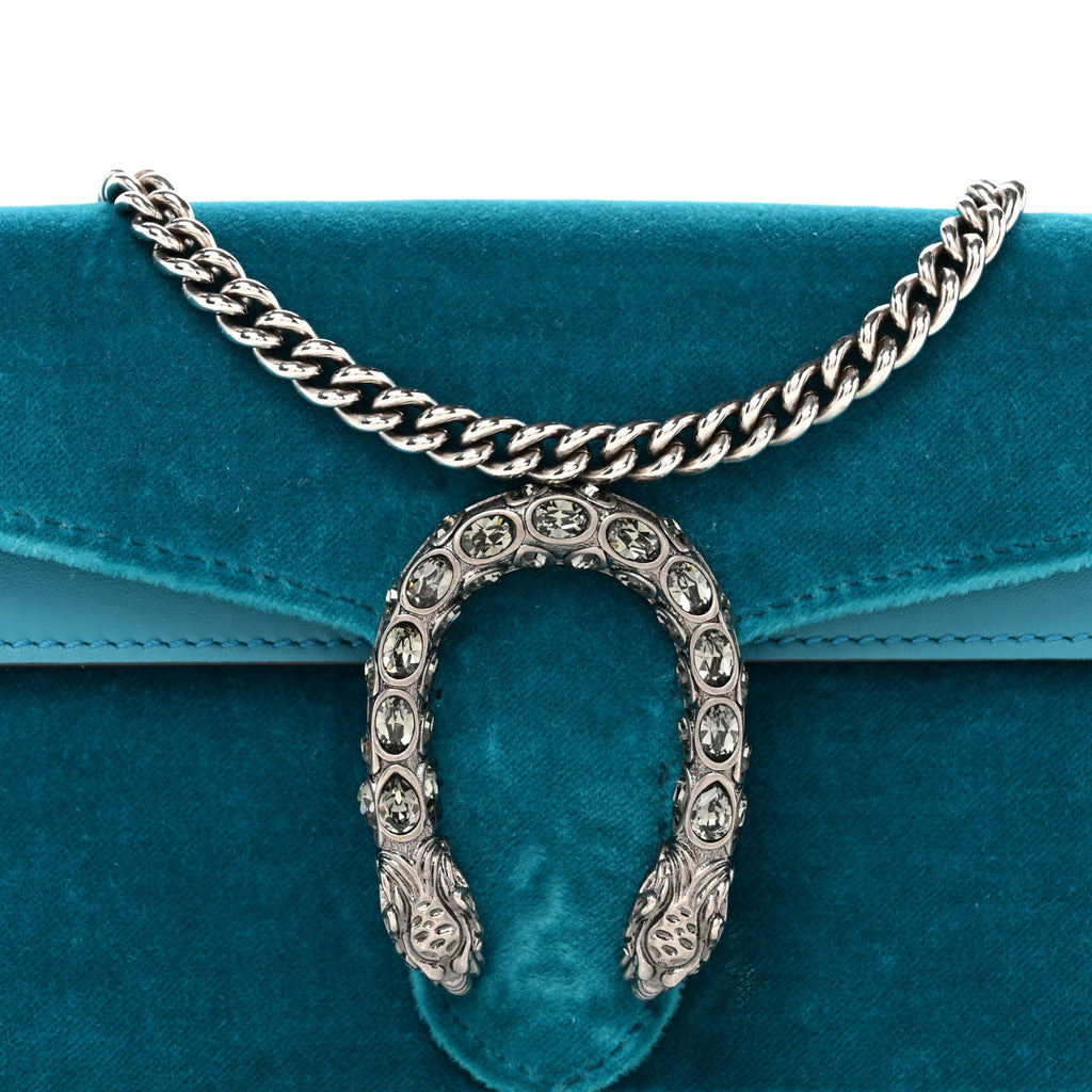 Velvet Super Mini Dionysus Shoulder Bag Pavone Cyan wholesalehk.shop