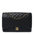 Caviar Quilted Maxi Double Flap Black wholesalehk.shop