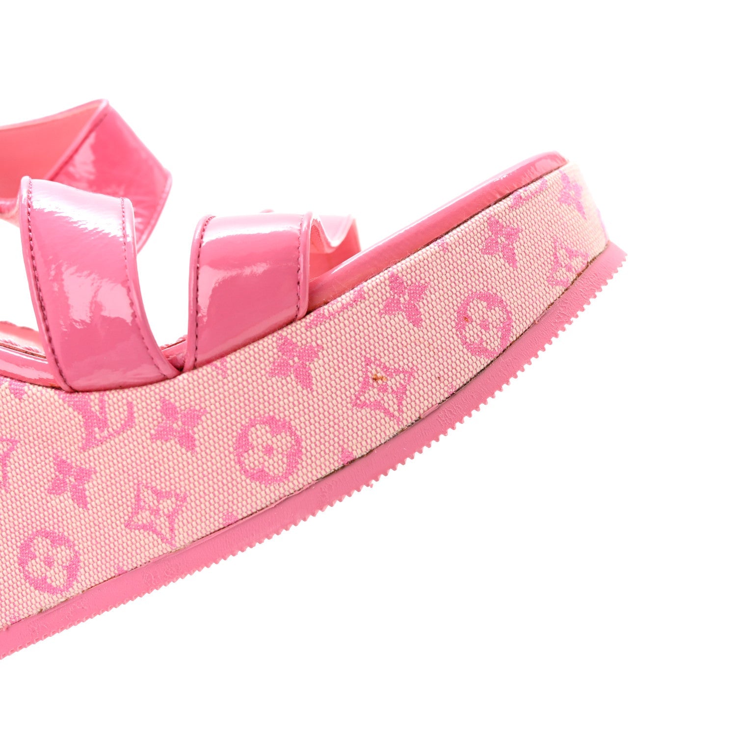 Patent Monogram Wedge Sandals 38 Pink £¨ Direct shipment via from wholesalehk.shop