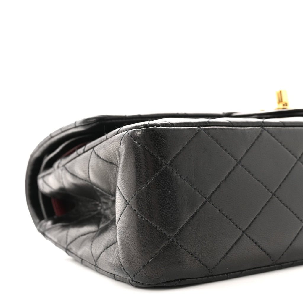 Lambskin Quilted Medium Double Flap Black wholesalehk.shop